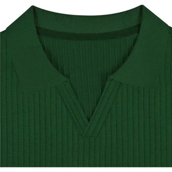 New Men's Muscle Shirts Slim Fit Ribbed Knit Green - Picture 3 of 8